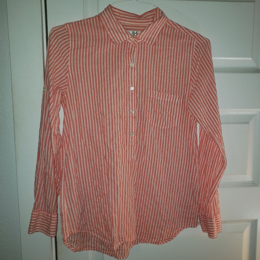 Pink and white striped J. Crew button down